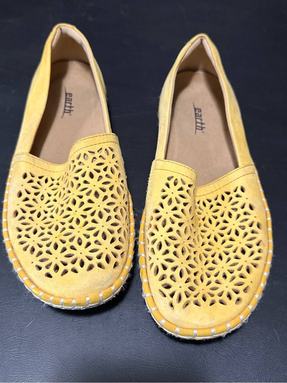 Earth Yellow Laser-Cut Casual Slip-On Flats - Picture 2 of 9